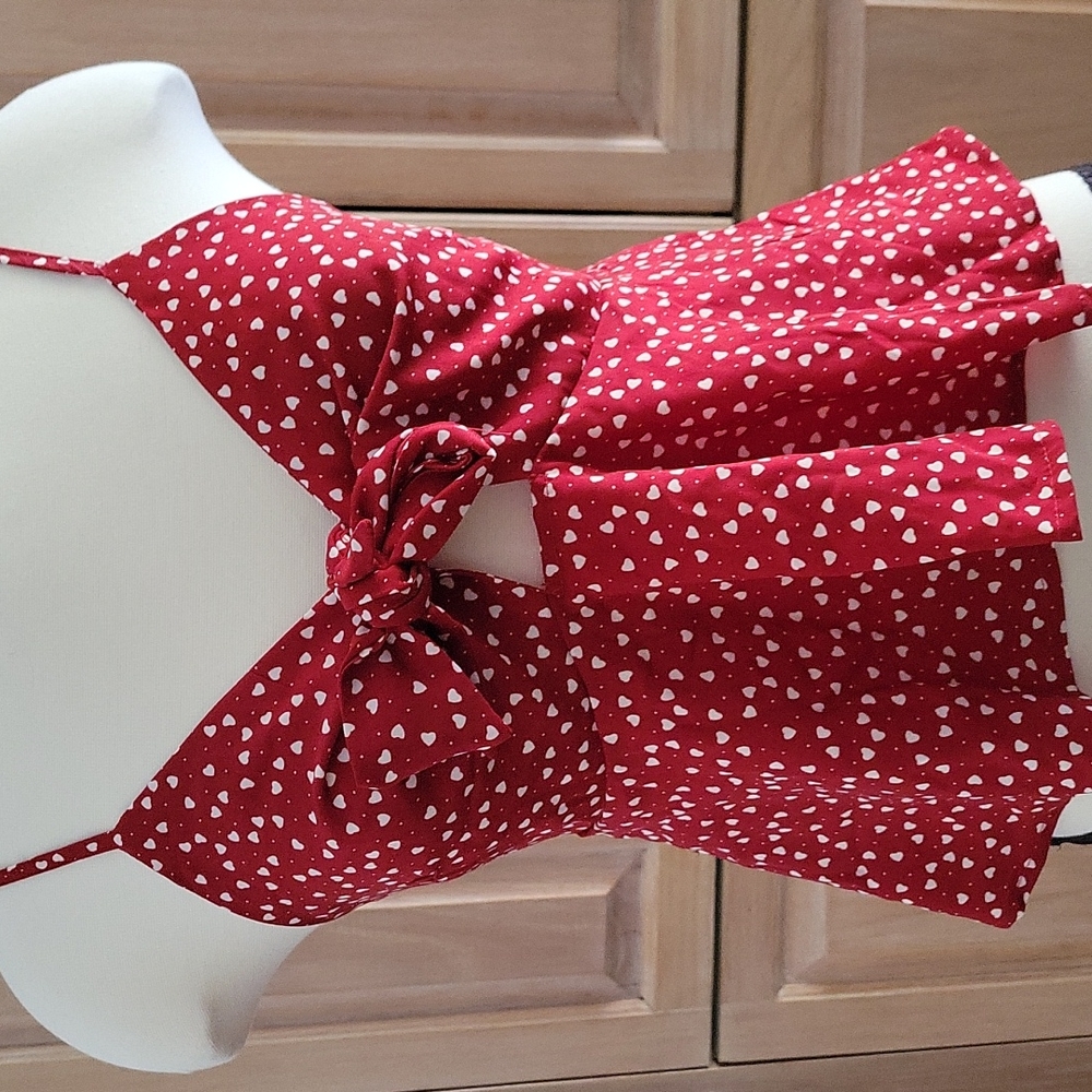SHEIN red heart polka-dot peplum top size Medium